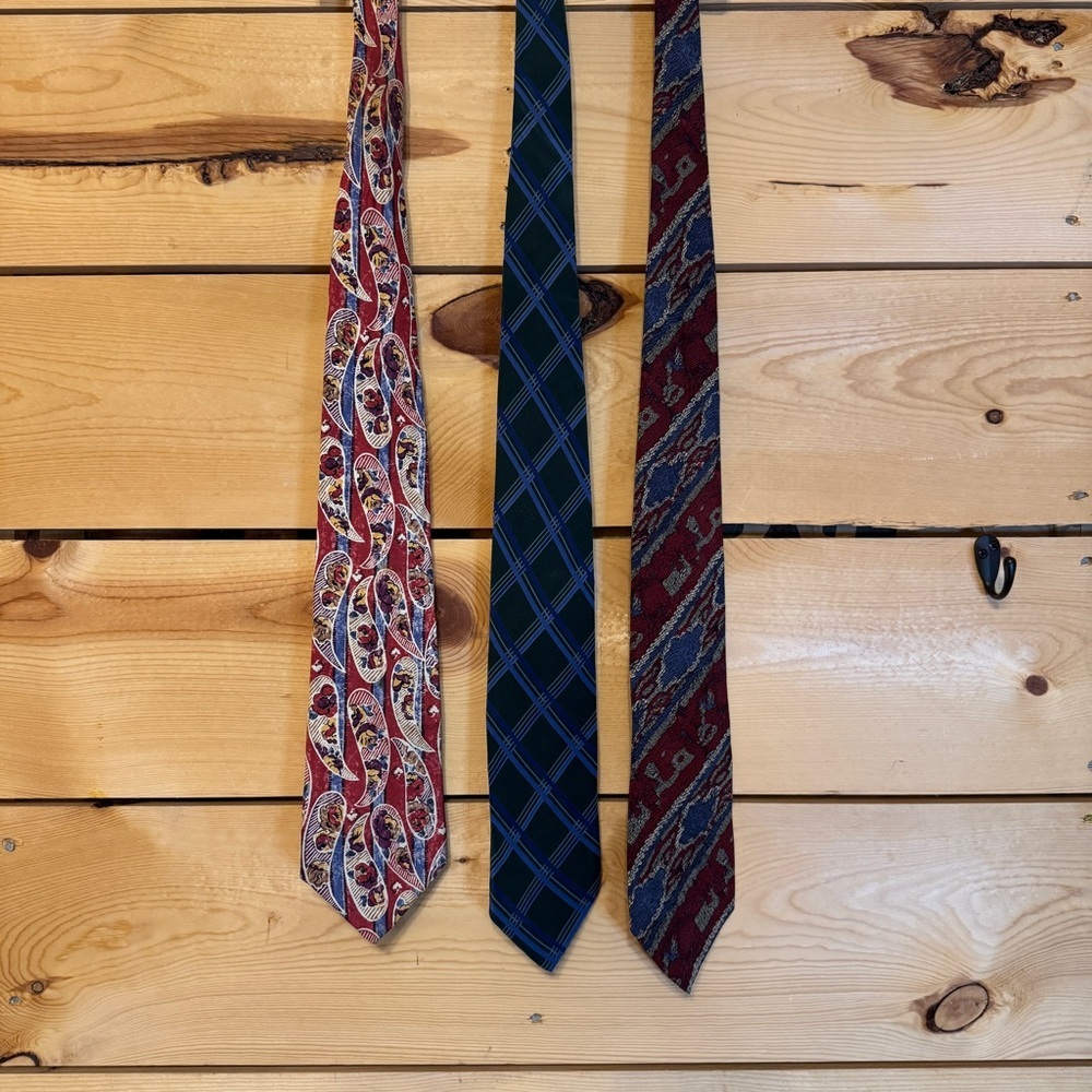 Ralph Lauren Vintage Men’s Silk Tie Lot Of 3 Chaps Polo Paisley Plaid - Picture 8 of 10